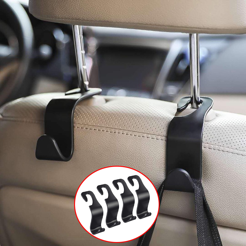 4pcs Car Hooks Vehicle Headrest Hanger Universal Headrest Accessories