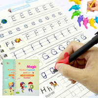 U 2 Books/Set 3D Groove Magic Practice Copybook Free Wipe Children Books Writing Calligraphy English Alphabet Math Writing Gift