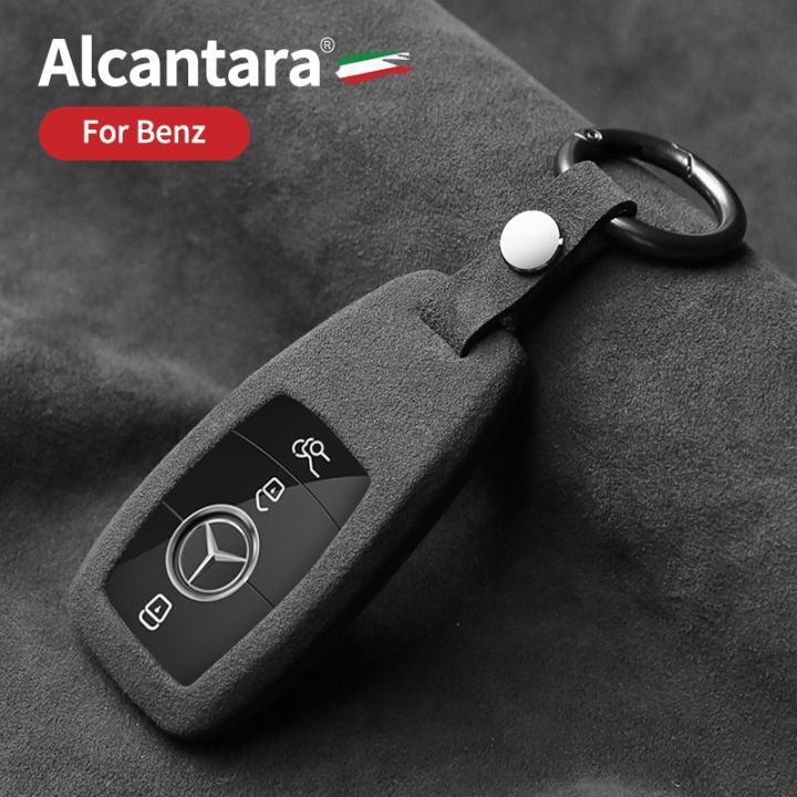 alcantara-เคส-kunci-remote-mobil-สำหรับ-mercedes-benz-amg-w176-w203-w204-w205-w211-w212-cla-a-c-e-class-อุปกรณ์ตกแต่งรถยนต์