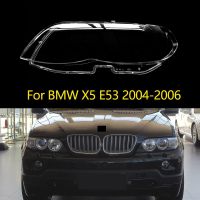 2ชิ้นสำหรับ-BMW X5 E53 2004-2006กรอบไฟหน้ารถยนต์ที่เปลี่ยนฝาครอบหลอดไฟหน้าโคมไฟเปลือกแก้วโป๊ะ (ซ้าย + ขวา)