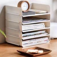 Desktop File Tray Organizer A4 Document Paper Organizer Rack Plastic Book Shelf Storage Holder Office Stationery Storage Box