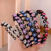 Fashion Girls Hair Accessories Headdress Pearl Non-Slip Rhinestone Hairbands Elastic Flower Women Hair Hoop Bands Headband Bezel