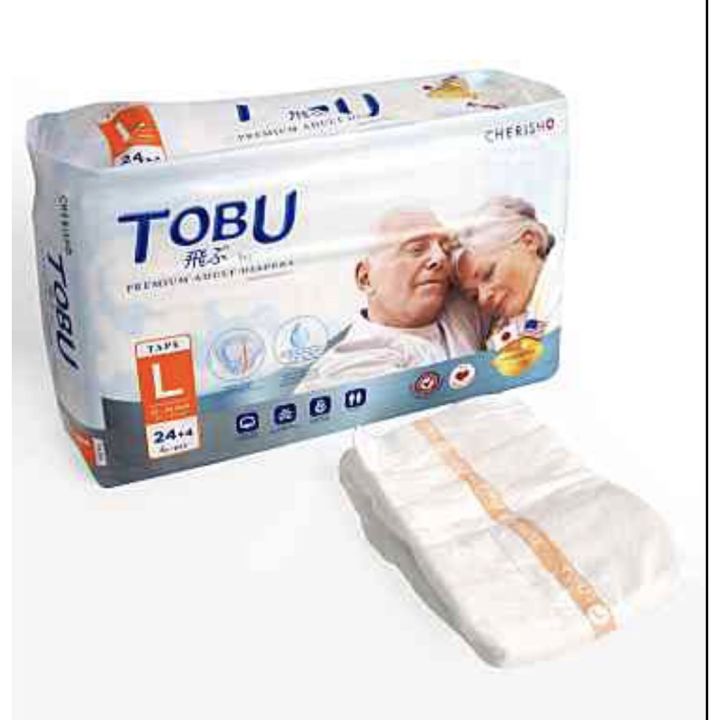 TOBU โทบุ ผ้าอ้อมผู้ใหญ่สำเร็จรูป ชนิดเทป ไซส์ L (50-135 ซม.) (8851167008666)