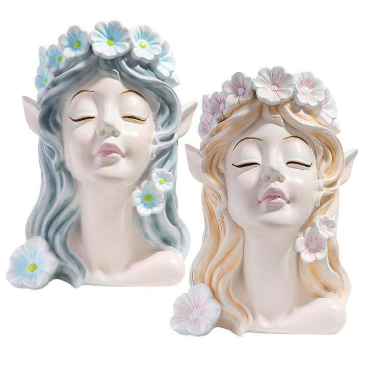 Face Planters Pots Head Female Statue Decorative Head Planters for