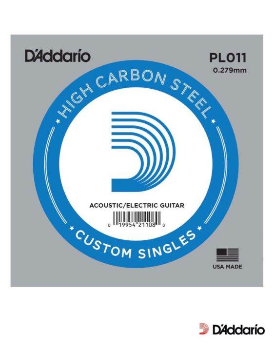 daddario-pl011-สายกีตาร์-สายปลีก-แพ็ค-5-เส้น-สายกีตาร์โปร่ง-สายกีตาร์ไฟฟ้า-เบอร์-11-แบบ-high-carbon-steel-ของแท้-100-pack-of-5-made-in-usa