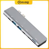 RYRA 6 In 1 USB C ฮับถึง4K อะแดปเตอร์พอร์ตหลายพอร์ตพร้อม Thunderbolt 3 PD TF ช่องเสียบตัวอ่าน SD สำหรับ Macbook/air