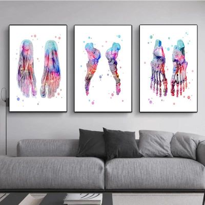 Feet Set Skeleton Canvas Painting Foot Bones Anatomy Medicine Posters Prints Wall Art Picture for Living Room Wall Decor Cuadros