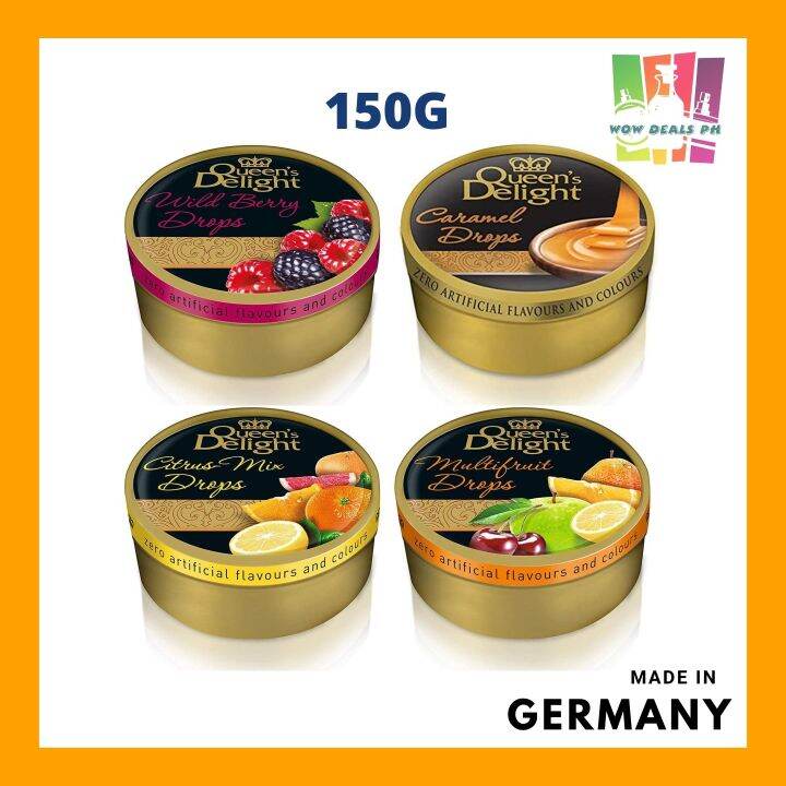 Queen’s Delight Variety Flavors Real Fruit Juice Hard Candy Tin 150g Lazada PH