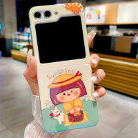 เคสซิลิโคนพับได้สำหรับ Samsung Galaxy Z Z Flip 5 Galaxy Z Flip5การ์ตูนผู้หญิงแสงแดดเคสโทรศัพท์บลูเรย์สุดหรู