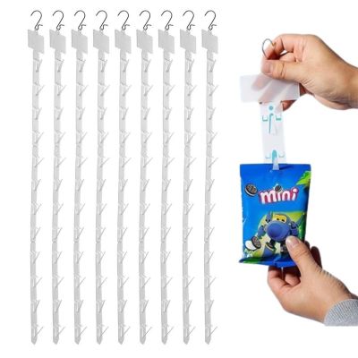 Plastic Merchandise Clear Display Hooks Strips Transparent Snack Hanging Clips Supermarket Commodity Storage Strip