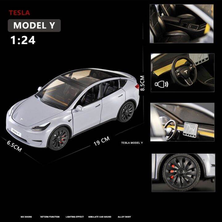 new-1-24-tesla-model-y-model-3-with-charging-pile-alloy-car-die-cast-toy-car-model-sound-and-light-childrens-collectibles-gift