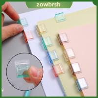 ZOWBRSH 20PCS พลาสติกทำจากพลาสติก เครื่องเขียนสเตชันเนอรี โปร่งใสโปร่งใส ที่หนีบยึดแฟ้ม สร้างสรรค์และสร้างสรรค์ สีลูกอมสี คลิปมุมมุม แฟ้มกระดาษสำหรับทดสอบ คลิปแบบกด คลิปกระดาษจดหมาย