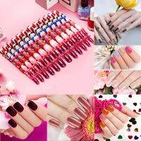 {Han เครื่องประดับ} ชุดเล็บปลอมสั้นสีสันสดใสชุด Nail37ปลอมสี่เหลี่ยม888ชิ้นคลุมทั้งหมดเล็บอะคริลิกเทียม