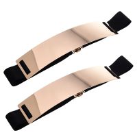 2X Black Chic Metal Buckle Elastic Waist Belt for Women