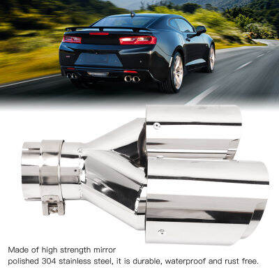 ปลายท่อไอเสียแบบ Dual Outlet 63mm ID 89mm OD Y Shaped 304 Stainless Steel Mirror Polishing Universal for Car