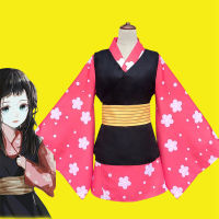 Demon Slayer Kimetsu no Yaiba Makomo Full Set Anime Cosplay Costume Women Men Kimono Uniform PVC Wig Halloween Party Suit