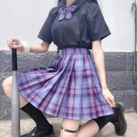 1 CZJMS Japan Women Pleated Skirt High Waist Fashion JK Plaid Mini Skirt Elegant Bow A Line Dancing Summer Girls Cosplay Faldas