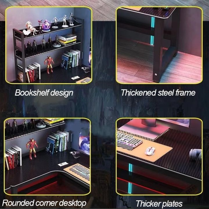 kuca-โต๊ะคอม-วัสดุคาร์บอนไฟเบอร์-โต๊ะเล่นเกม-โต๊ะทำงานที่บ้าน-ชั้นวางหนังสือ-โต๊ะรูปตัวแอล-โต๊ะเกม-โต๊ะอเนกประสงค์