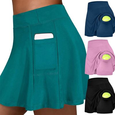 Womens Sport Tennis Skirts With Pockets Outdoor Running yoga Inner Shorts Skort High Elastic Waist Golf Hakama For Female 2023