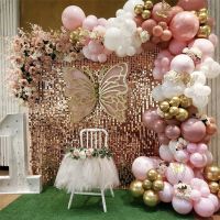 1 Set Retro Pink White Balloons Arch Garland Kit 3D Butterfly Sticker Diy Decoration For Wedding Birthday Party Supplies Balloons