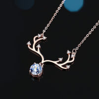 VVS1 D Color Moissanite Antler Necklace Women Sterling Silver Elk Antler Necklace Lab Grown Diamond Jewelry Include Gift Box