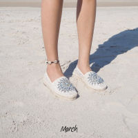 MarchShoes Sorrento Espadrilles รองเท้าเอสปาดริล ส้นปอสาน ผ้าลูกไม้ ปักเพชร (ต้องลดไซส์)