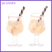 QUANSEN 2pcs MINI Luminous drink CUPS แกล้งเล่นตุ๊กตาอาหารมินิตุ๊กตาอุปกรณ์ตุ๊กตา