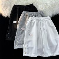 2023 New Fashion version Side-breasted design casual shorts mens summer Hong Kong style youth trend loose straight sports five-point pants