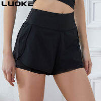 LUOKE Yoga Pants for Women กีฬาชุดสูทหญิง Two Pockets Exercise Tight Gym Cycling Sports Shorts Jogging Short Pants for Women sport pants for womenRunning 2 In 1 Shorts