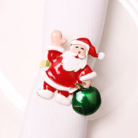 30pcslot Ho Meal Wedding Table Ornament Santa Claus Napkin Button Bell Napkin Ring