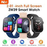 Niye โทรผ่านบลูทูธสมาร์ทวอท์ช ZW39 2.01นิ้วเต็มรูปแบบนาฬิกาข้อมือสกรีนนาฬิกากีฬา IP67กันน้ำสมาร์ทวอทช์เครื่องติดตามการออกกำลังกายพร้อมไฟฉายตรวจจับออกซิเจนในเลือด