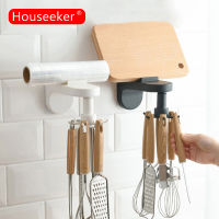 Houseeker 360 ° หมุนชั้นแขวนอุปกรณ์กับ 6 ตะขอครัวผู้ถือเก็บเครื่องมือประตูห้องน้ำชั้นวางของตู้ออแกไนเซอร์