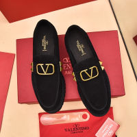 Valentinos รองเท้าหนังหนังวัวแท้สำหรับผู้ชาย,รองเท้าโลฟเฟอร์แนวธุรกิจลำลองผ้ากำมะหยี่คุณภาพสูงรองเท้าบุรุษทนทานต่อการฉีกขาด