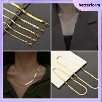 BETTERFORM 18"/20" ผู้ชายผู้หญิง Choker เครื่องประดับของขวัญ ชุบทอง/เงิน งูเชื่อมโยงห่วงโซ่ สร้อยคอก้างปลา โซ่งูแบน