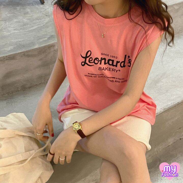 myf-มาใหม่-เสื้อยืดแขนสุด-สกรีนลาย-leonards-สีชมพู-มีไซส์