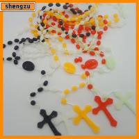 SHENGZU สร้อยคอลูกประคำ คาทอลิก เครื่องประดับ เรืองแสง สร้อยคอ ศาสนา ข้าม