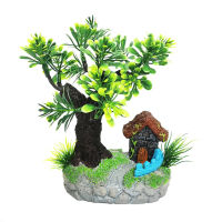 Aixuexi Fish Tank Ornament Simulated Quick Building Resin Aquarium Rockery Landscaping Tree House for Fish Delicate Fish Tank