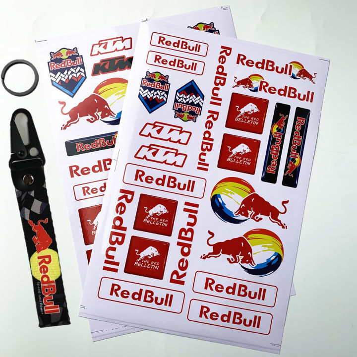 motorcycle-red-bull-stickers-bicycle-helmet-waterproof-decals-ktm-stickers-a4-size-nylon-keychain-for-yamaha-honda-kawasaki