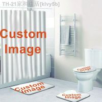 【CW】♈✹▼  Custom Set Shower Curtain with Hooks Toilet Cover Photo 4Pcs/set POD Dropshipping