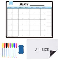 2Pcs Magnetic Dry Erase Calendar Whiteboard Weekly Monthly Planner Fridge Stickers Memo Message Magnet Schedule Organizer Agenda