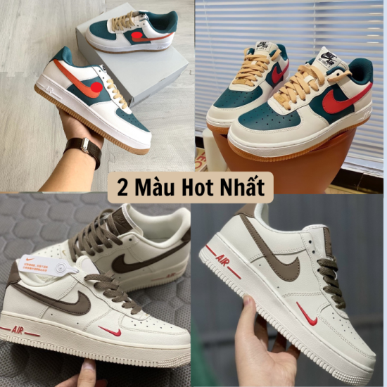 Giày sneaker af1 bản mới 2 màu xanh lá và nâu trắng cực hot, dễ phối đồ - ảnh sản phẩm 1