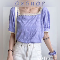 QXshop เสื้อลายน่ารัก ?แขนเสื้อลายลูกไม้พริ้วๆ?ใส่สบายมาก สายเกาต้องซื้อ ใส่ไปออกเดตกับหวานใจได้เลย? วาเลนไทน์