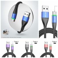 ARVOL ชาร์จได้รวดเร็ว 3A LED สาย USB Type C USB ชนิด C แอลอีดี 3A LED Type C สายชาร์จเร็ว สายเคเบิล Type-C 3A ชาร์จโทรศัพท์มือถือได้