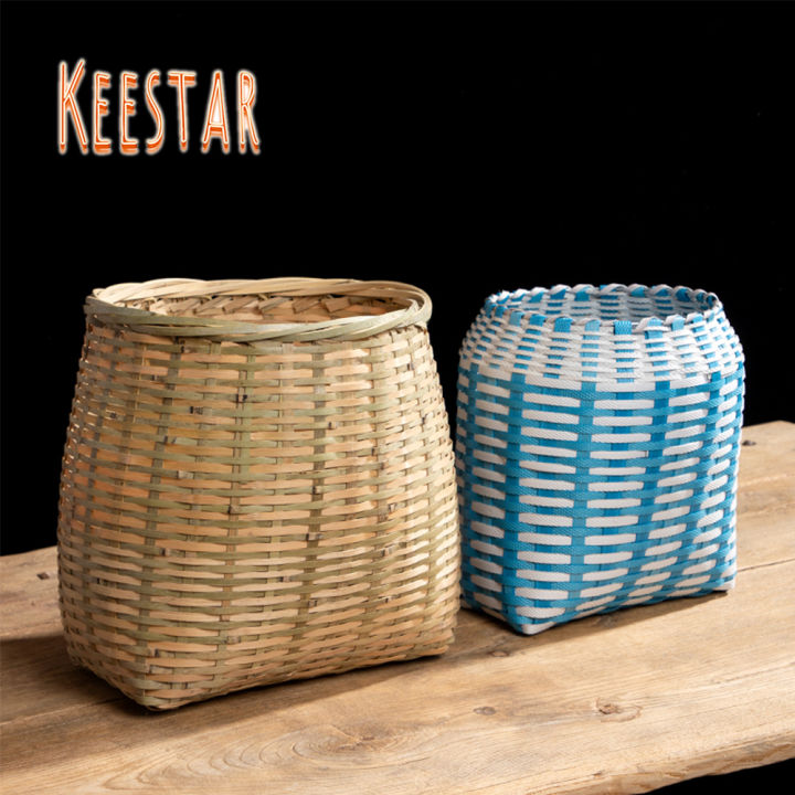 keestar-แฮนด์เมดไม้ไผ่ทอผ้าตะกร้าชาตะกร้าไม้ไผ่ขนาดใหญ่กลับตะกร้าหยิบตะกร้าชาตะกร้าทอผ้าพลาสติก
