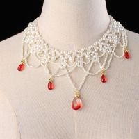 【CW】 XinHuaEase Necklace Antique Hanfu Accessories Jewelry Tang Soft Yingluo Flat Collar Pearl Bun Forehead Headdress Performance New