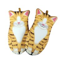 1PC Cute Cartoon Cat Paws Oven Mitts Long Cotton Baking Insulation Microwave Heat Resistant Non-slip Gloves Animal Design