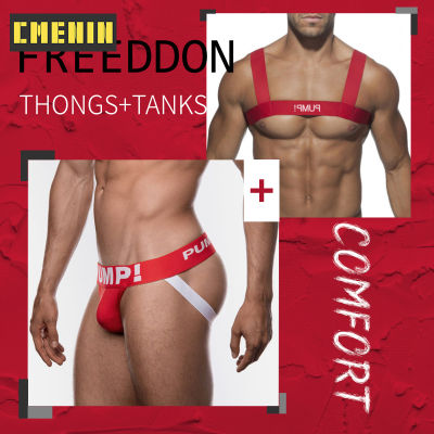 CMENIN ขายร้อน Cotton Mens Thong และ Tank Top ชุดกางเกงชายต่ำเอว Stringi ชุดชั้นในเซ็กซี่ชาย Jockstrap กางเกงบุรุษกระเป๋า PMTT6-10