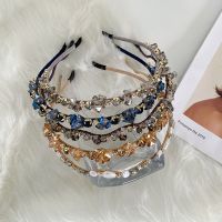 Full diamond baroque headbands fashion hair accessories women wave winding crystal fine hair band bridal headwear pearl headband