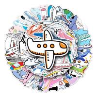 Airplane Water Bottle Stickers 50Pcs Aesthetic Airplane Decal Laptop Decals Waterproof Aircraft Stickers for Water Bottle Refrigerator Luggage Laptop positive