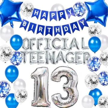 Glittery Blue 13 Official Teenager Cake Topper with 24Pcs Cupcake Toppers  Picks for Boys and Girls 13th Birthday Party Supplies, Thirteen Years Old  Birthday Party Decor 